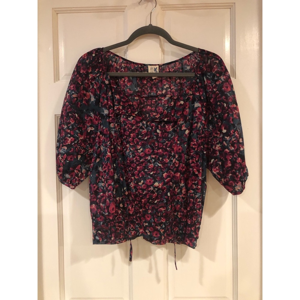 Anthropologie 100% Cotton Impressionist Floral Top
